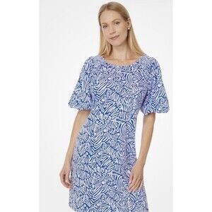 Lilly Pulitzer Rosen Dress Martinique Blue Zee Bebe  Sz S NWT Flutter Sleeve